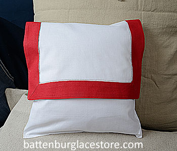 Envelope Pillow. 12 inches. White with TRUE RED color border - Click Image to Close